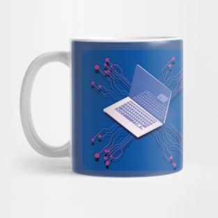 Notebook Isometric Vector Desktop with Open Laptop Mug